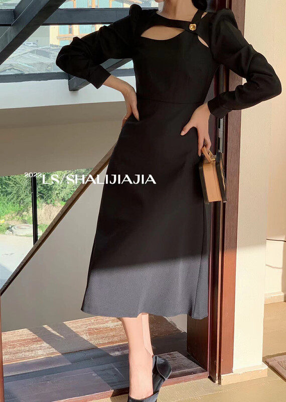 [LS] Vintage high-end fake two-piece dress 8532
