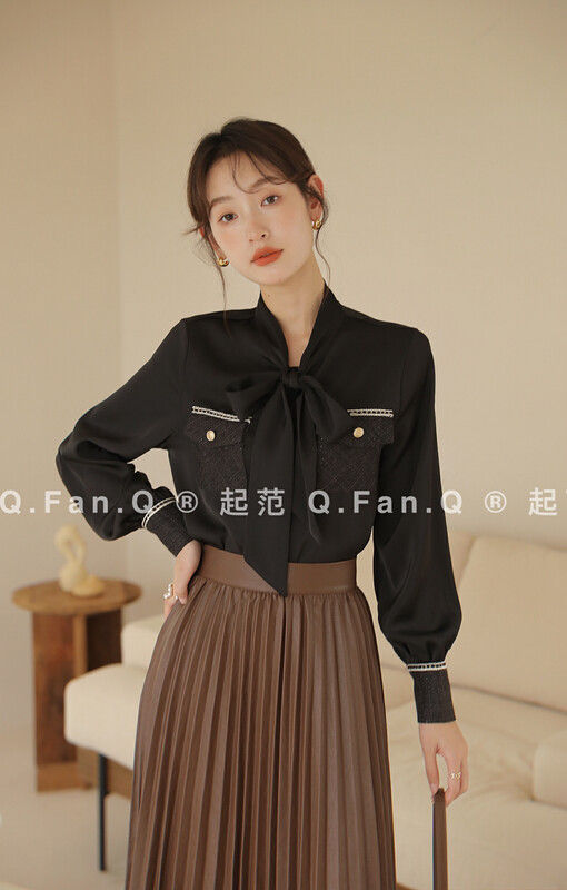 [Qi Fan] High-quality contrasting color edge small fragrance shirt 80362# JHY