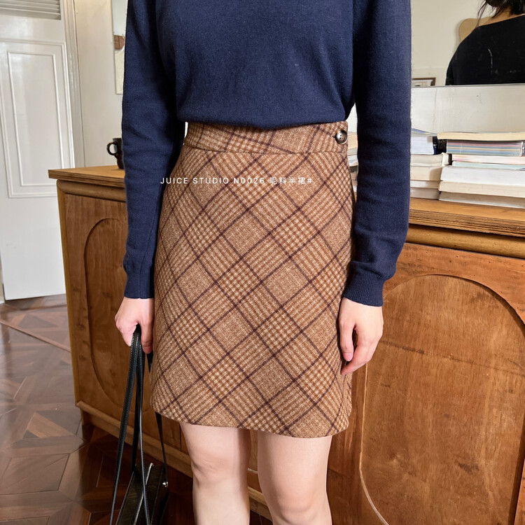 【JUICE】Wool plaid skirt N0026