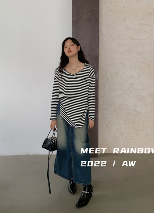 【MEET RAINBOW】All-match simple casual long-sleeved T-shirt 08571# LSL