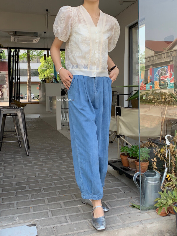【SEEK PEACH】V-neck single-breasted comfortable shirt (only selling shirts) 5327# LL