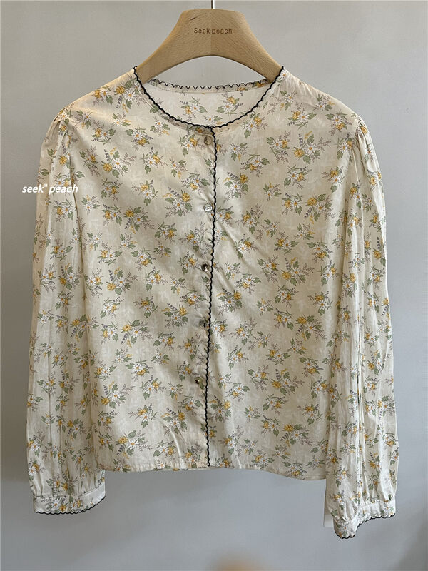 Original price 66.55! New in winter! [SEEK PEACH] Fresh and simple floral comfortable shirt W5656# L