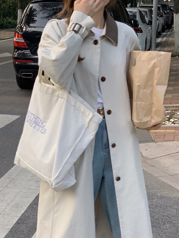 New in autumn!【T.G】long-sleeved buttoned all-match trench coat 17866# CLS