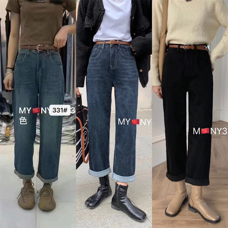New in winter! [X2 square] Straight comfortable all-match jeans (without belt) NY331# L