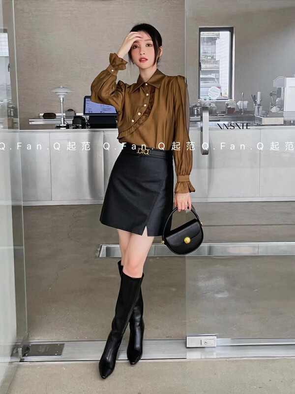 [Qi Fan] High waist, simple, light and familiar style, slim skirt 8728# JHY