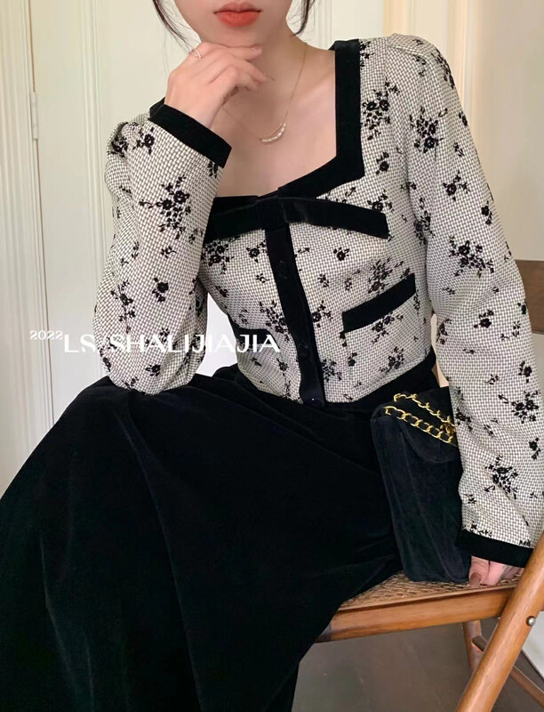 【LS】French Square Collar Floral Small Fragrance Shirt 2891