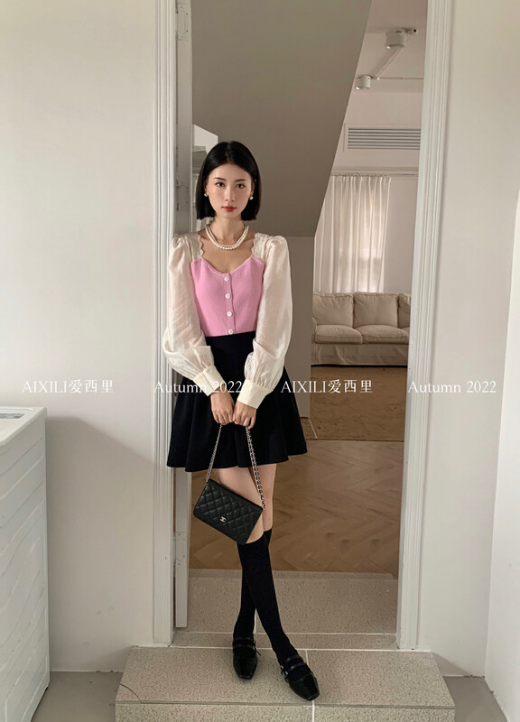 [AIXILI Aixili] All-match thin solid color knitted sweater knitted sweater pullover 6228-1