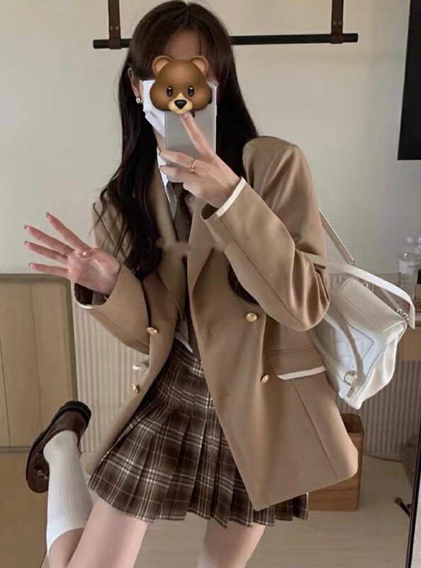 [Amanda] College style contrast color edge texture suit (suite only) 8847# PCZ