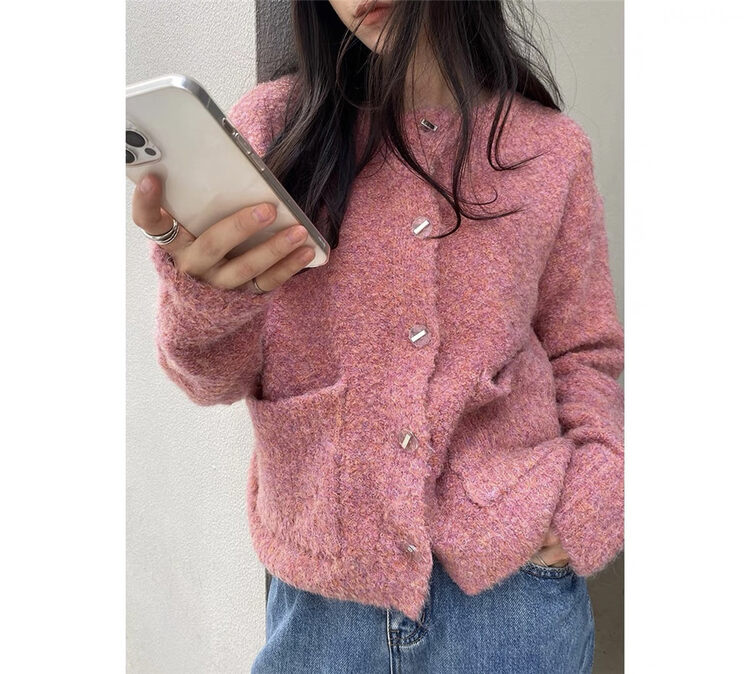 New in winter! [ARE YOU] round neck single-breasted solid color comfortable short coat YS1-338# L