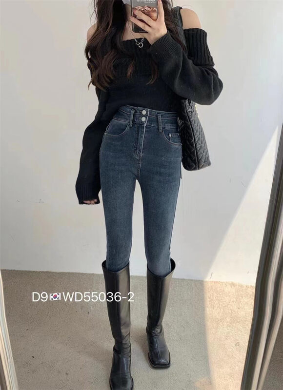 New in winter! [X2 square] thin and velvet comfortable all-match jeans 55036# L
