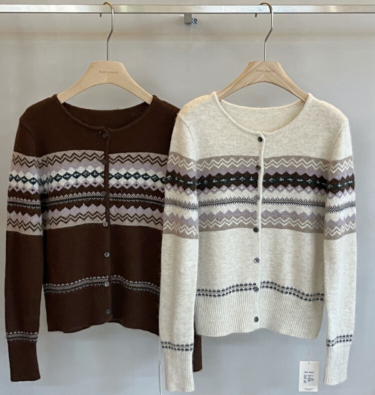 New for winter!  【SEEK PEACH】Geometric Pattern Retro Thermal Sweater 1962# L