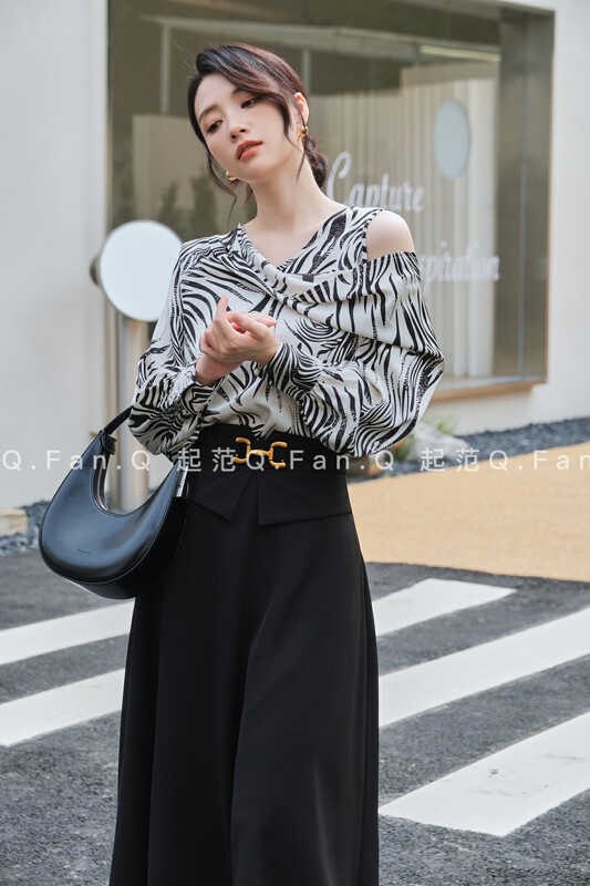 New in autumn! [Fan] Featured waist design big-name temperament skirt 8750# JHY