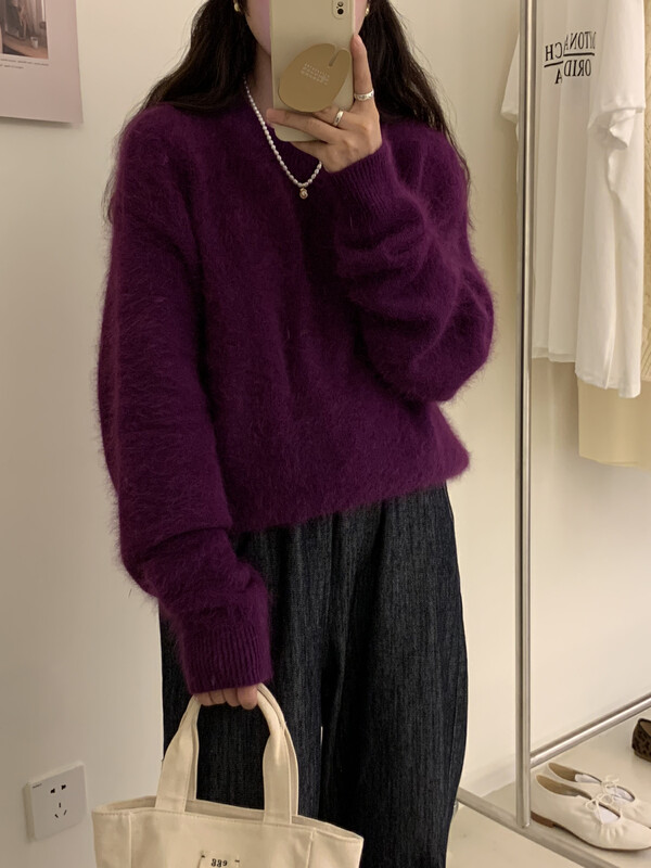 New in winter!【ARE YOU】Loose pullover comfortable solid color warm sweater 388# L
