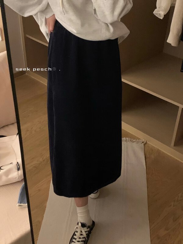 New in autumn!【SEEK PEACH】Skinny skirt with elastic waist 5808# L