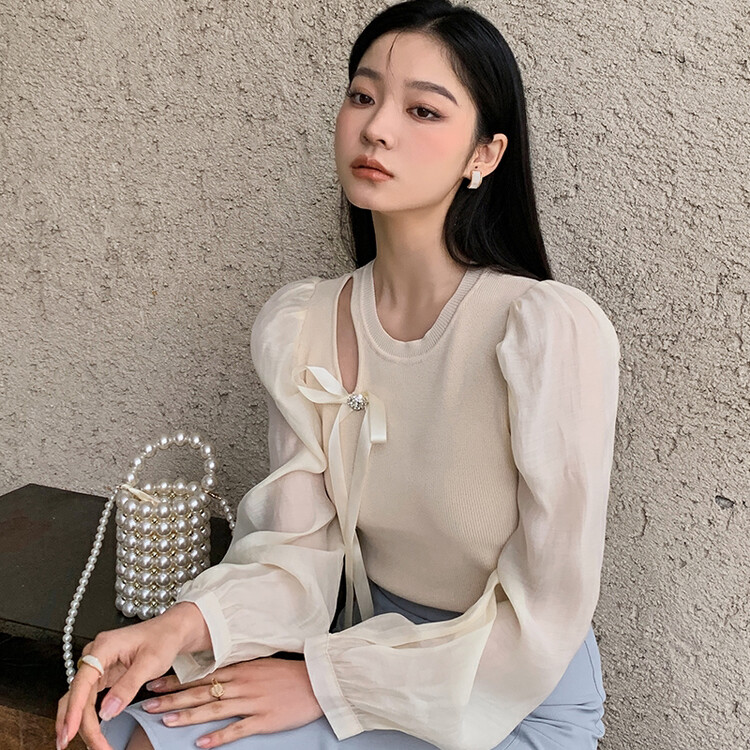 [HANNA Hanna] [Hanna] Fairy fan knitted sweater 2022 early autumn new sweater M6367# JHY