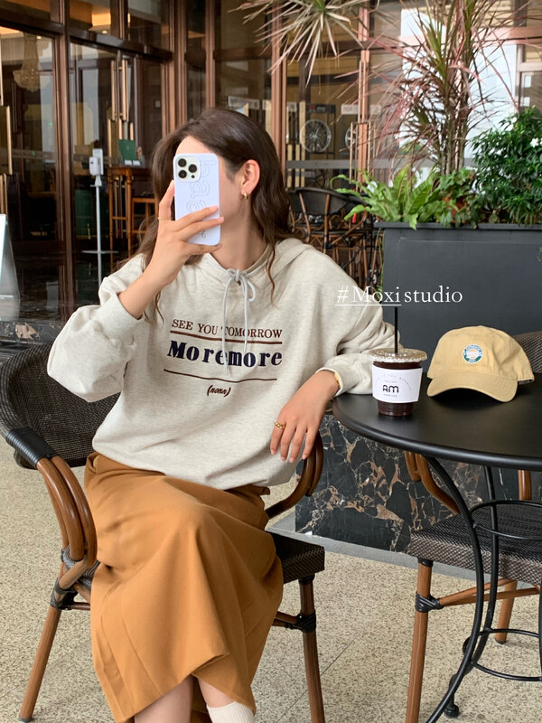 New in autumn! [MOXI] Korean commuter and casual all-match embroidered hooded sweater 58558# CQW