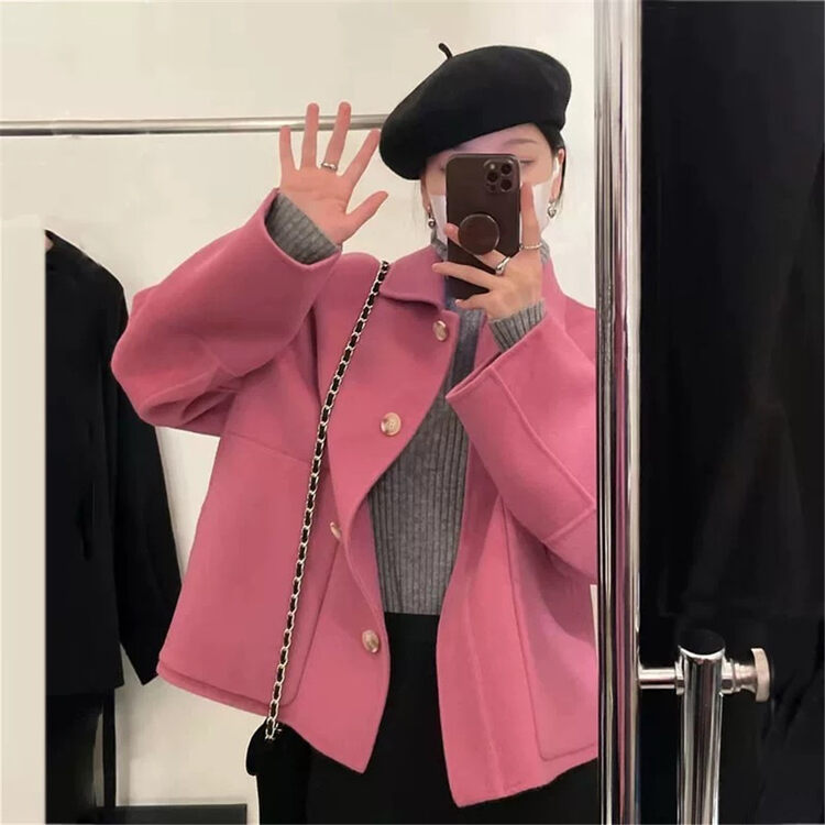 New in winter! [ARE YOU] Loose solid color comfortable all-match wool coat (including 100% wool) 569# L
