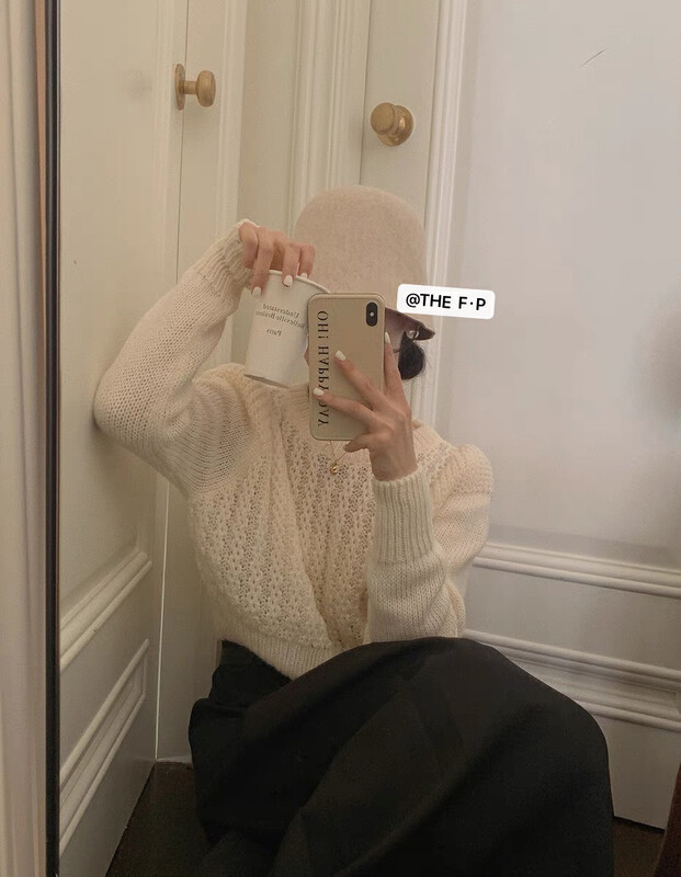 New in winter! [F·P] round neck hollowed-out lazy warm sweater 73216# HBX