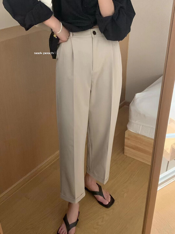 New in early autumn! Multi-color explosions!  【SEEK PEACH】Commuting simple and comfortable all-match trousers 5513# L