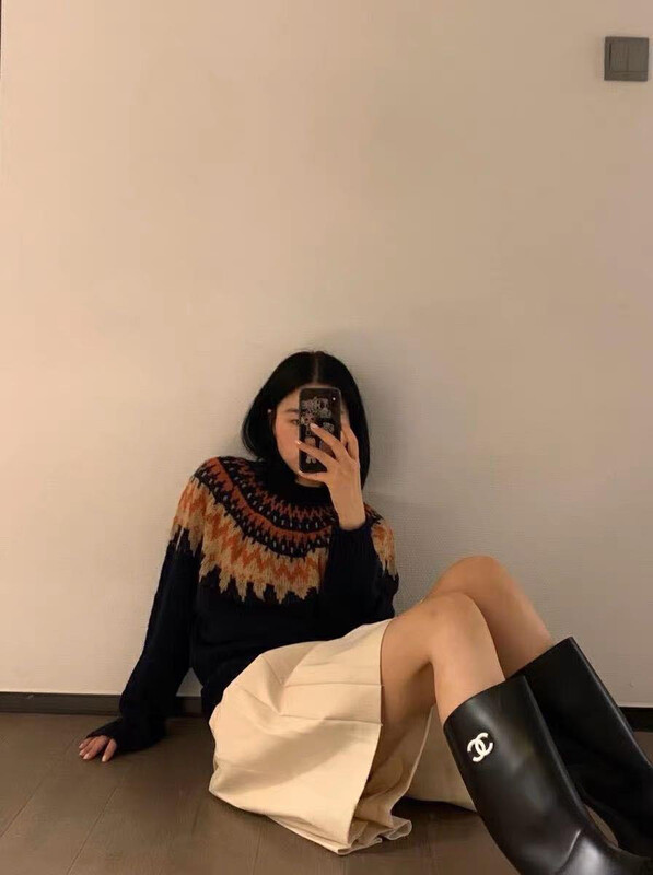 New in winter! [SEEK PEACH] Korean style pullover colorblock warm sweater (including 10% wool) 1961# L