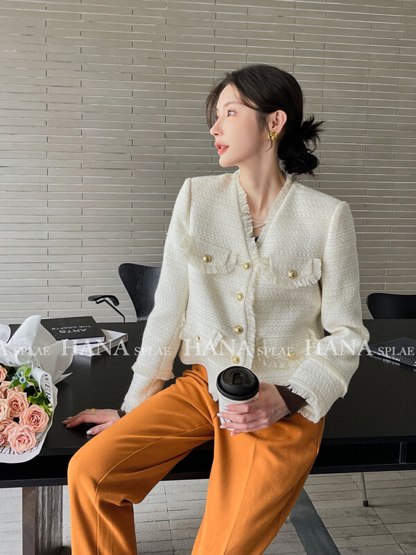 [HANNA Hanna] Xiaoxiang wind short coat women's elegant tassel temperament all-match top short coat H10580