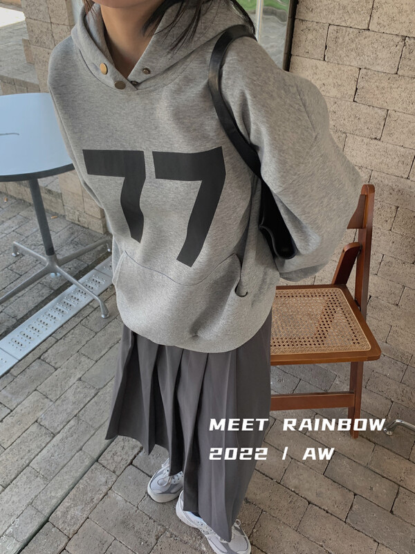 New in autumn!【MEET RAINBOW】Hooded Loose Digital Print Sweatshirt 08529# LSL