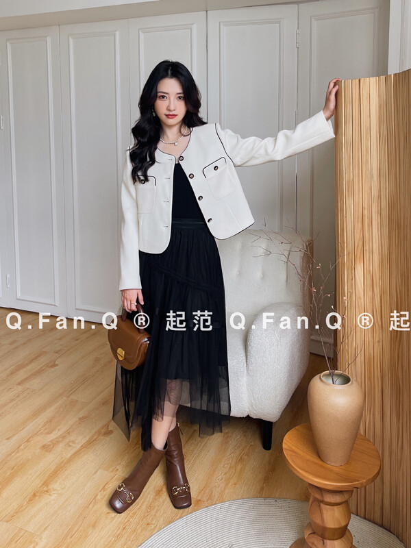 Autumn is new! [Fan] Quality georgette features stitching irregular hem elastic waist all-match skirt (sell only skirt) 8117# JHY