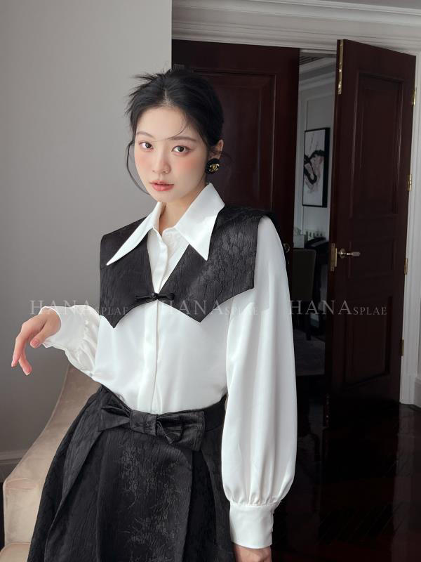 [HANNA Hanna] [Hanna] French elegant shirt women's 2022 autumn new bumper shirt (with shawl) H10563