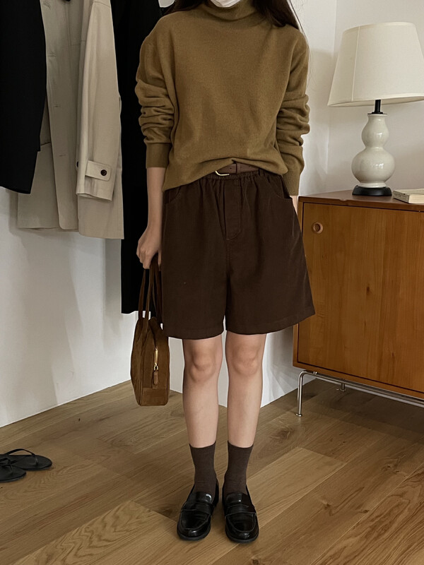 【T.G】Neat loose all-match casual shorts (with belt) 18516# CLS