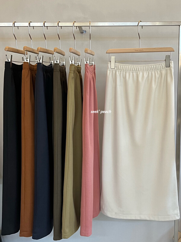 New for winter!  【SEEK PEACH】Versatile Elastic Waist Straight Solid Color Skirt 5853# L