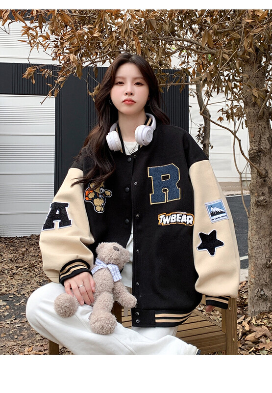[Ou Zhengsha] Trendy Embroidered Baseball Uniform Short Jacket 19183# JJ