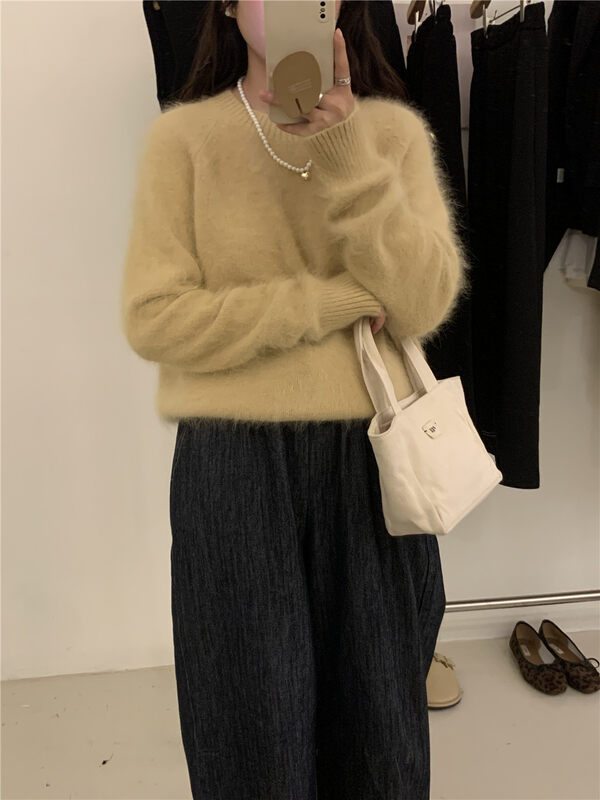 New in winter! [ARE YOU] Round neck pullover loose and comfortable warm sweater 396# L