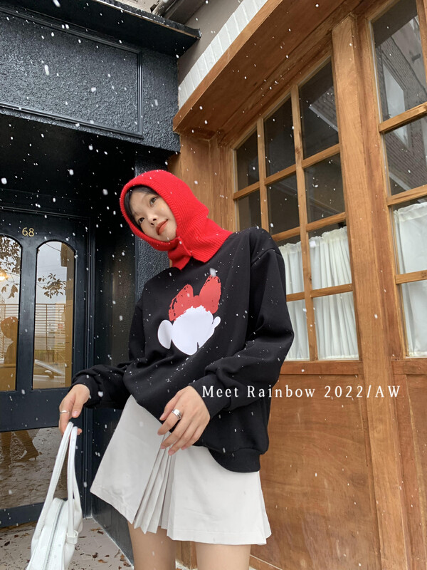 New in winter!【MEET RAINBOW】Korean casual loose printed sweater 08575# LSL