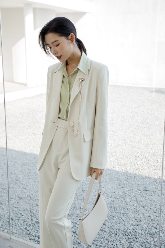 New in autumn! [Fan] Fashionable and versatile commuter suit (with brooch) F7895# JHY