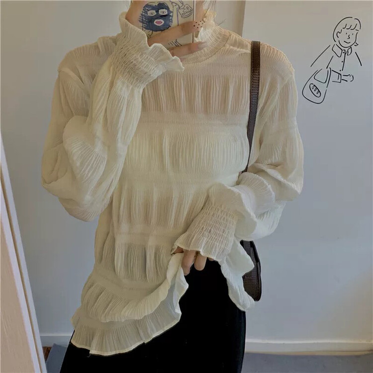 New in winter!【ARE YOU】Solid color all-match comfortable bottoming shirt 522# L