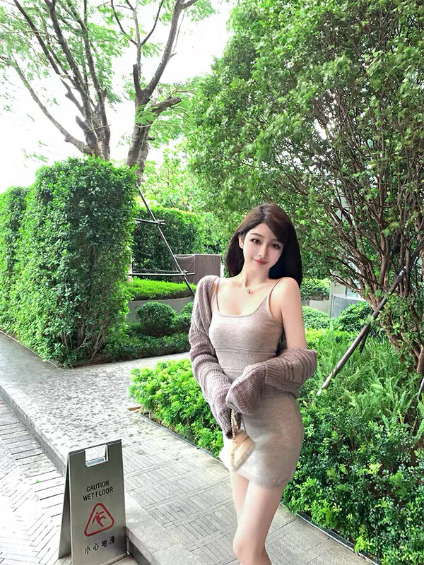 New in winter! [Amanda] Pure Desire Sexy Waist Knit Sling Dress (Only Dresses) 5269# PCZ