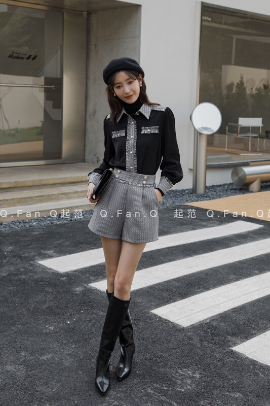 [Qi Fan] Thickened small spice characteristic waist design simple commuter all-match casual shorts 8109# JHY
