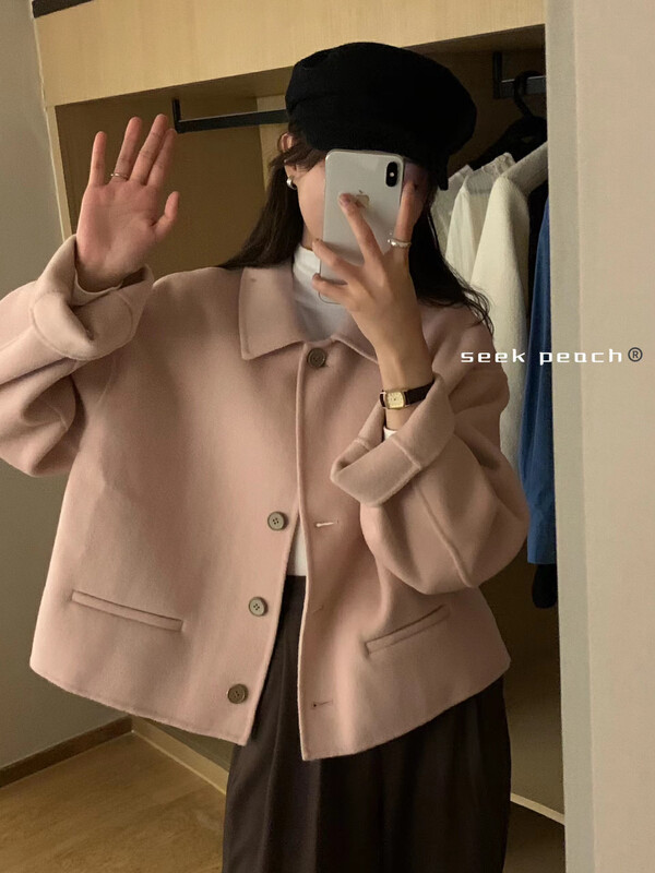 【SEEK PEACH】Gentle and comfortable single-breasted wool coat (including 100% wool) 7706# L