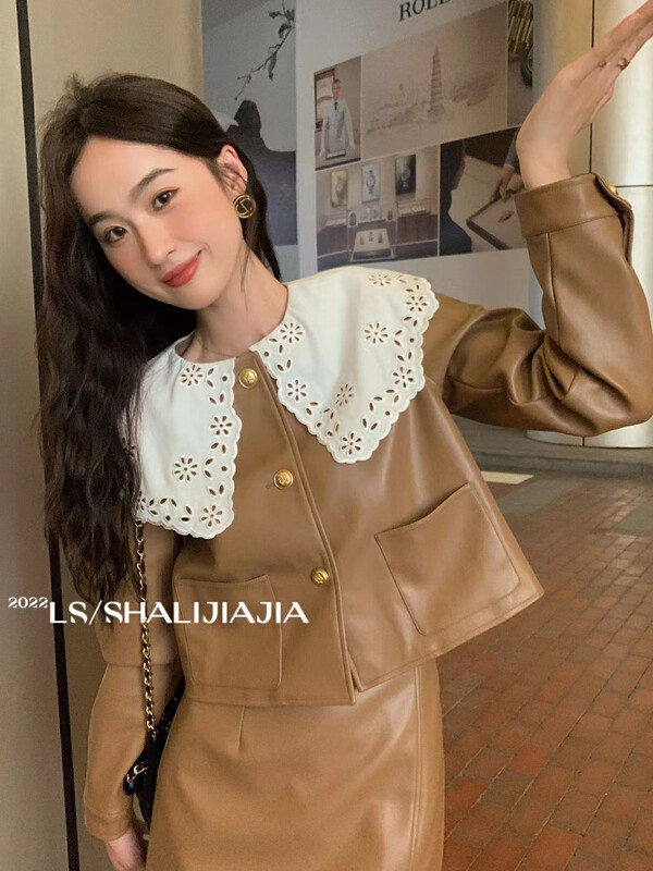 【LS】Fashion large lapel pu leather jacket suit 60191# JHY