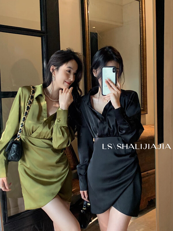 [LS] Temperament high-end lapel dress 2736