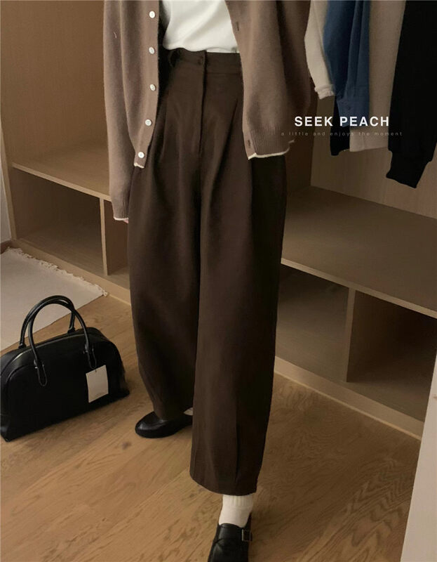 Autumn models are new! Explosive models are thickened!  【SEEK PEACH】Explosive solid color loose all-match casual pants 5816# L
