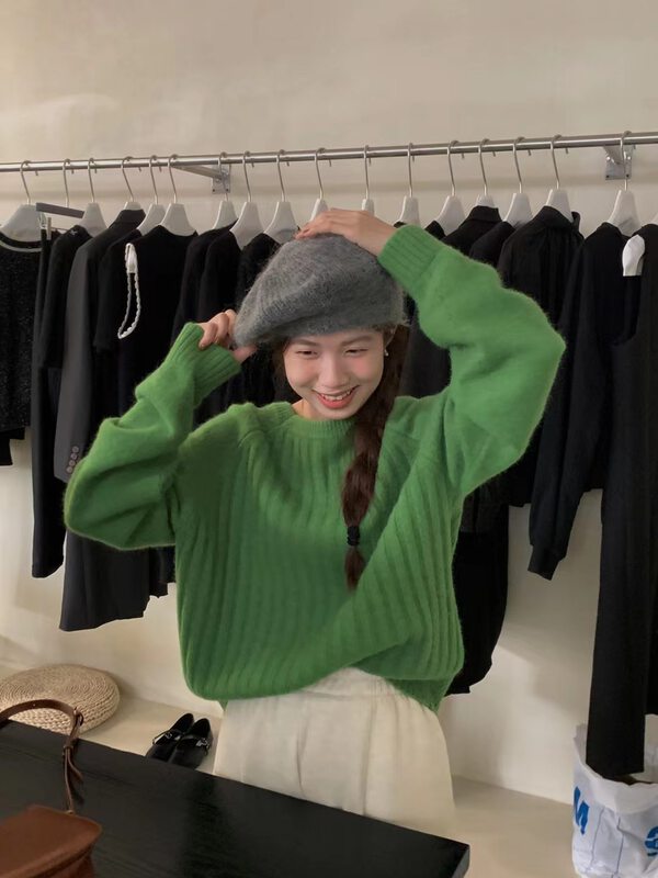 New in winter! Popular [ARE YOU] round neck solid color comfortable and versatile warm sweater 315# L