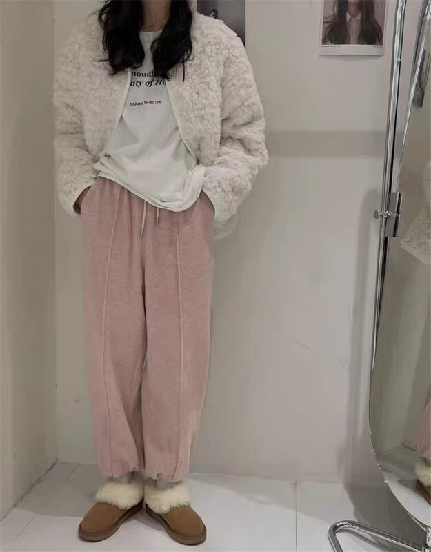 New in winter! [ARE YOU] Elastic Waist Drawstring Casual Pants 326# L