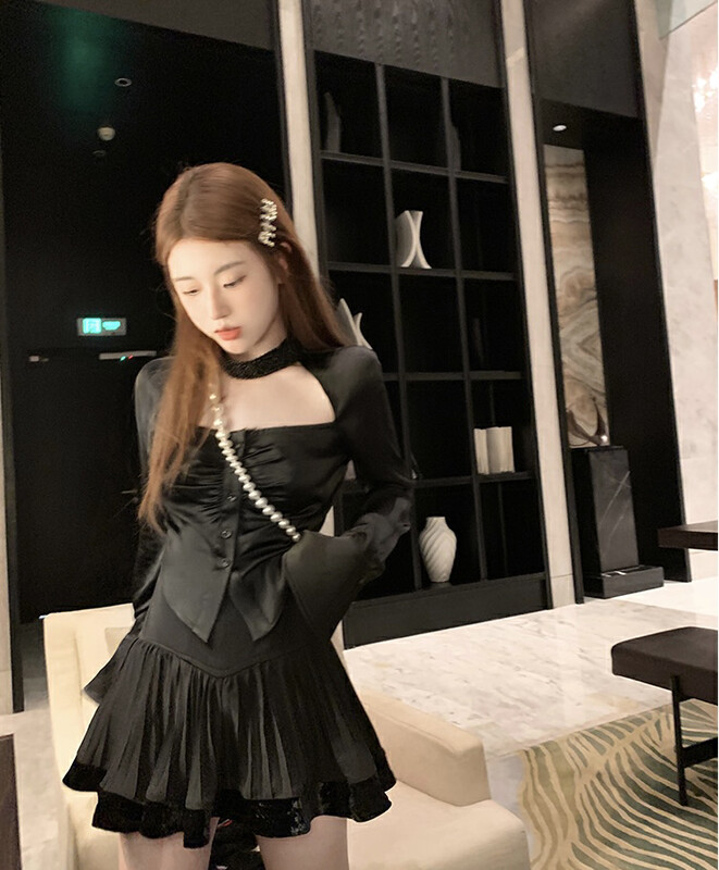 【Amanda】Solid color high waist pleated skirt 8833# PCZ