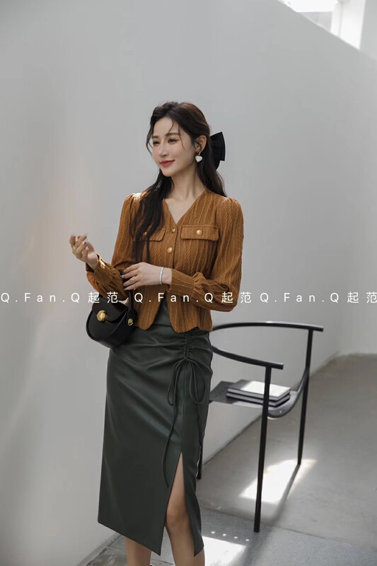 Autumn is new! [Fan] Solid color mid-length all-match skirt 8737# JHY