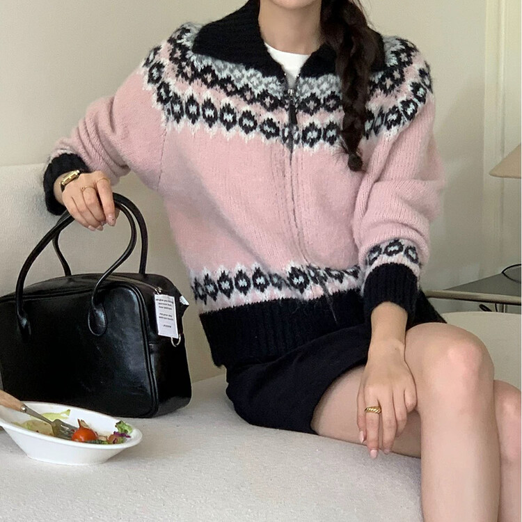New in winter! [ARE YOU] Colorblock pullover comfortable and versatile warm sweater 578# L