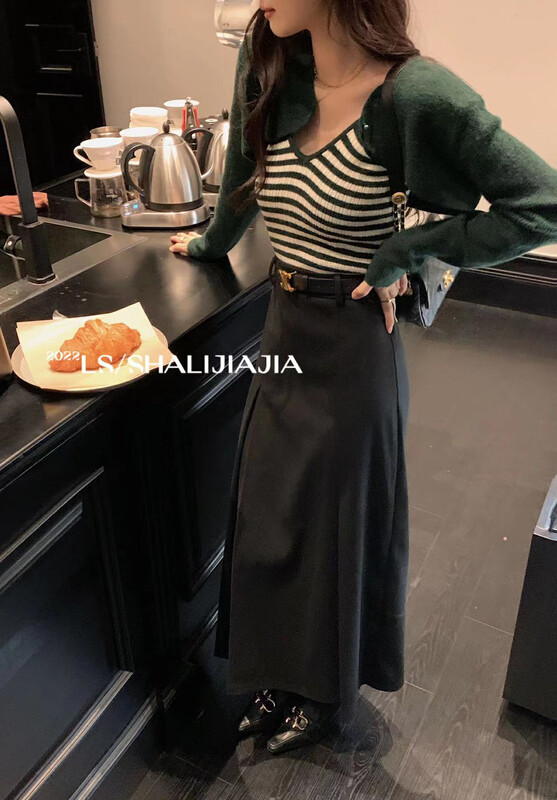 [LS] Korean high waist all-match commuter skirt (with belt) 8580