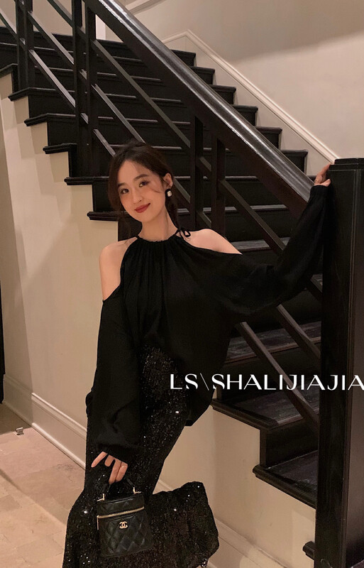 [LS] Ladies off-shoulder niche design shirt 2797