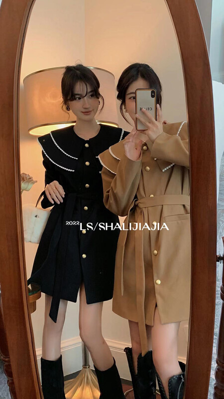 [LS] French age-reducing double-layer large lapel coat (with waist rope) 2927