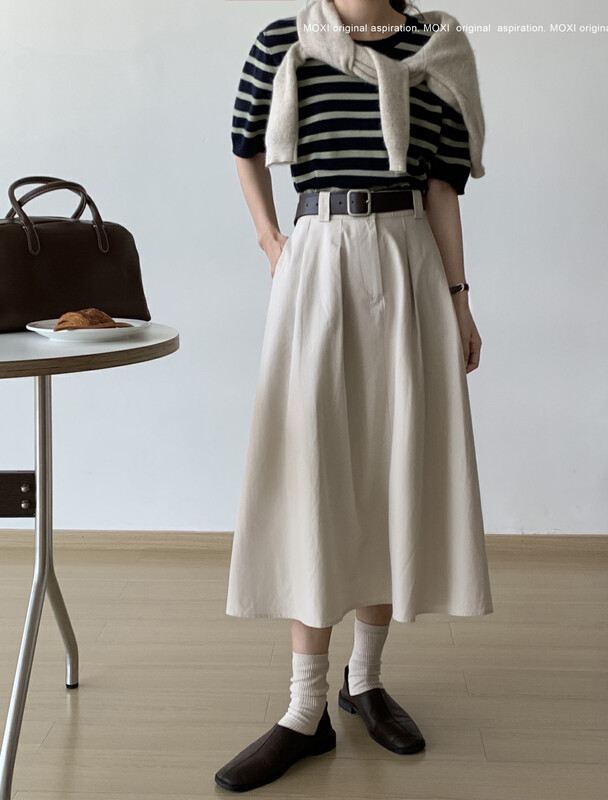 Autumn is new! [MOXI] Simple Korean style all-match skirt (with belt) 9025# CQW